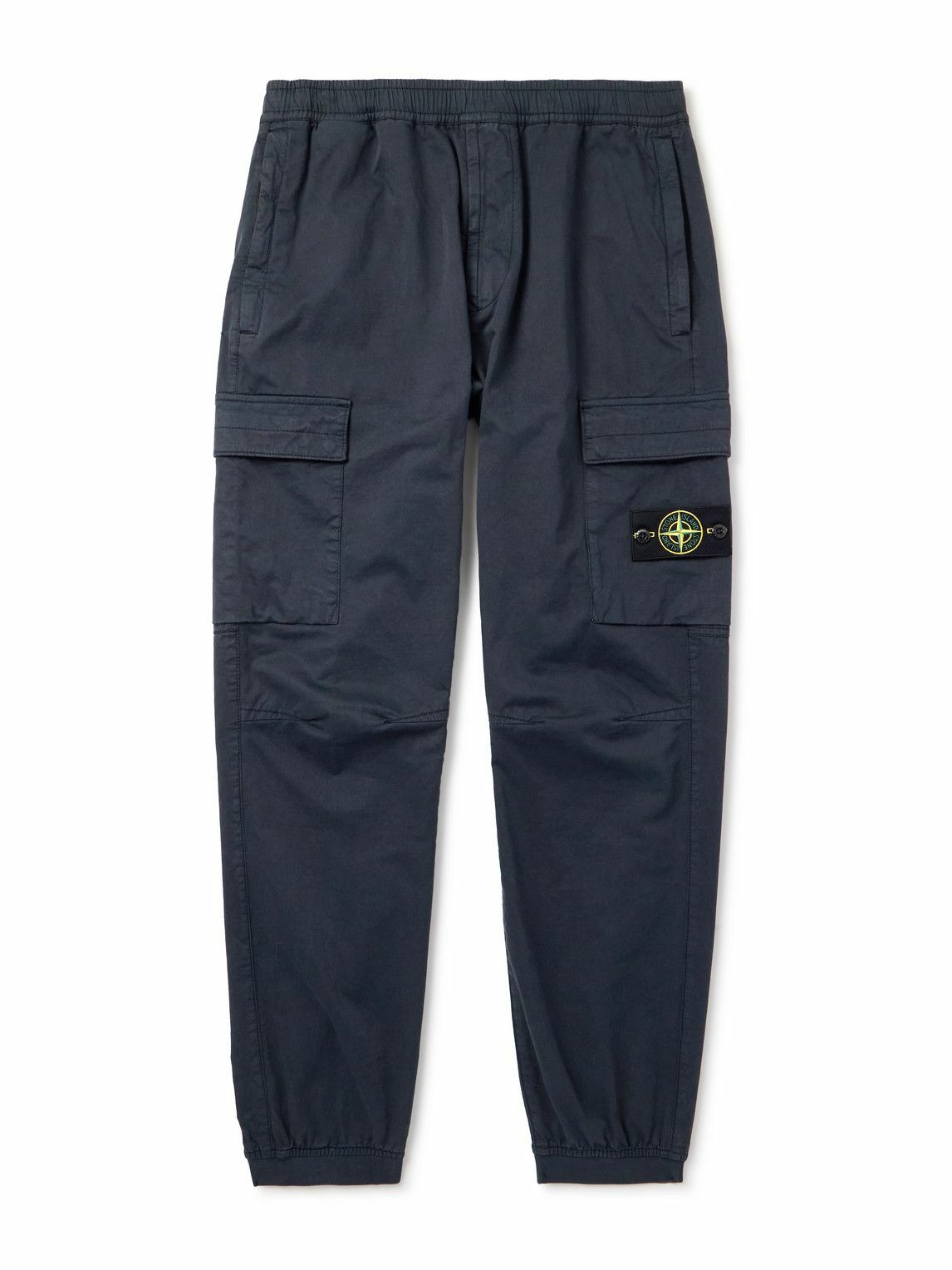 Stone Island - Tapered Cotton-Blend Trousers - Blue