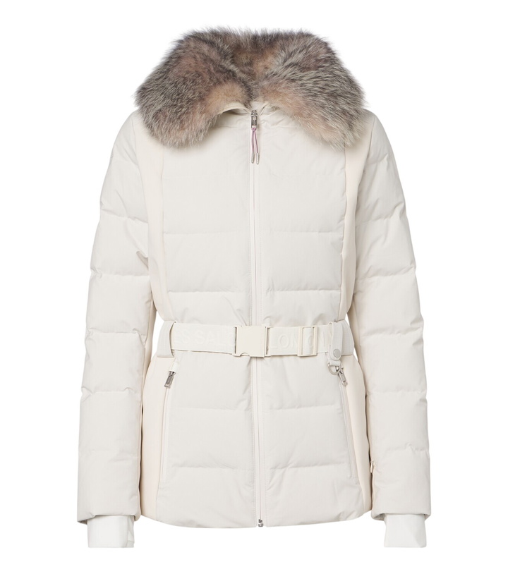 Photo: Yves Salomon Belted shearling-trimmed down ski jacket