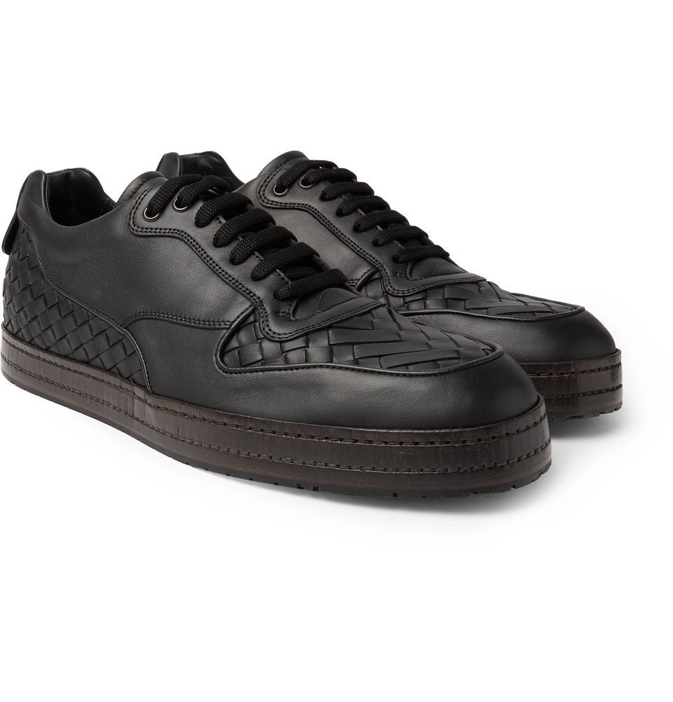 Bottega Veneta Black Intrecciato Leather Sneakers Size 46 Bottega Veneta