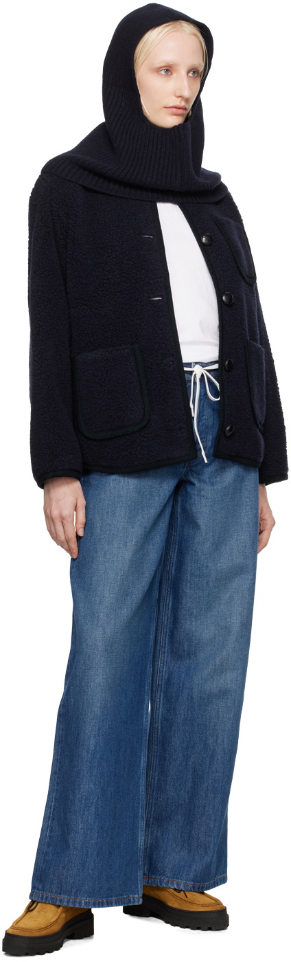 A.P.C. Navy Esther Faux-Shearling Jacket