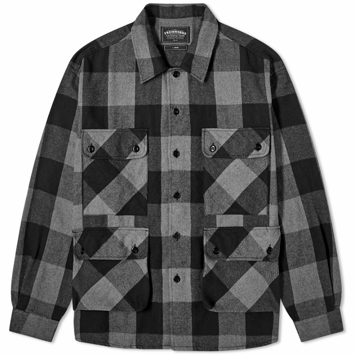Photo: FrizmWORKS Men's Buffalo Check Shirt Jacket in Black