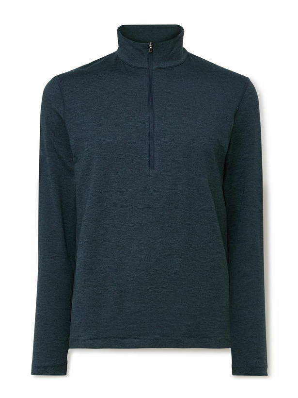 Photo: Lululemon - Stretch Recycled-Jersey Half-Zip Sweatshirt - Blue