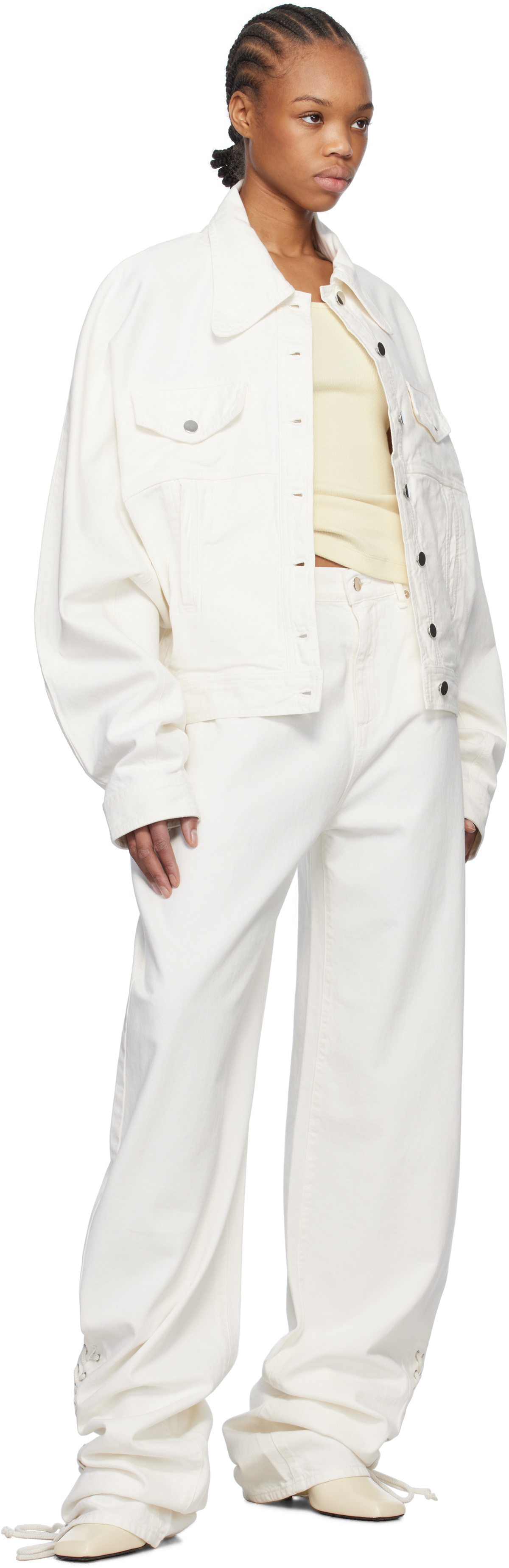 Mônot White Boyfriend Denim Jacket