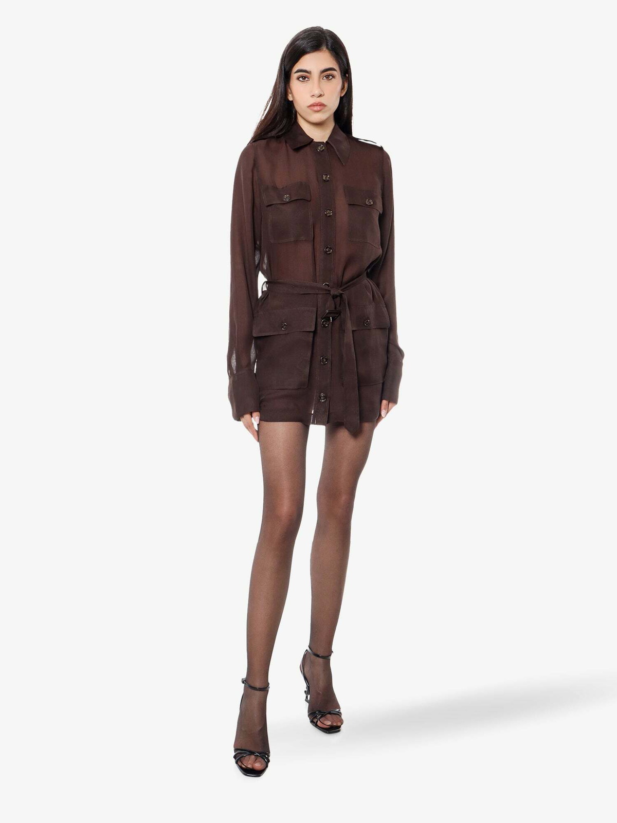 Saint Laurent Saharienne Brown Womens Dress Saint Laurent