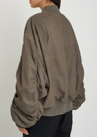 Rick Owens Secchia Flight Padded Leather Bomber Jacket Light Brown