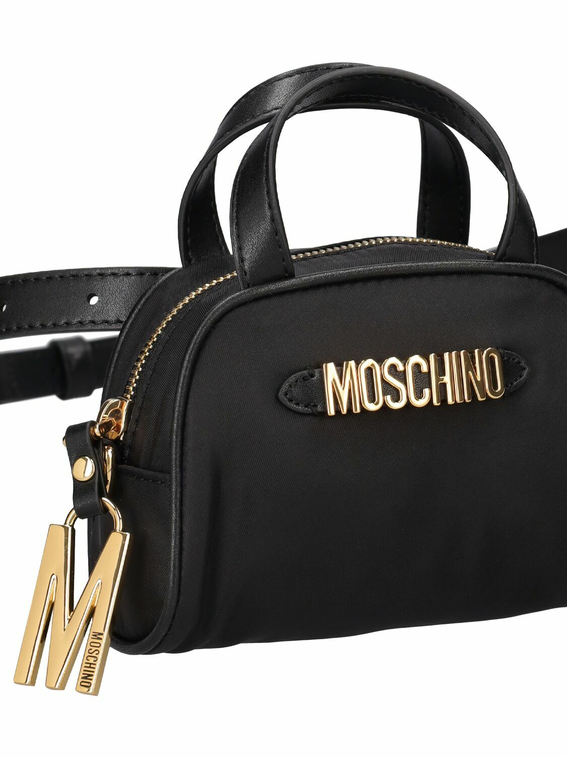 Moschinoのナイロンバッグ New! Moschino X Large Quilted Nylon Logo Backpack Black