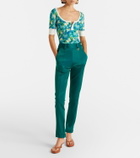 Chloé Floral ribbed-knit cotton-blend top