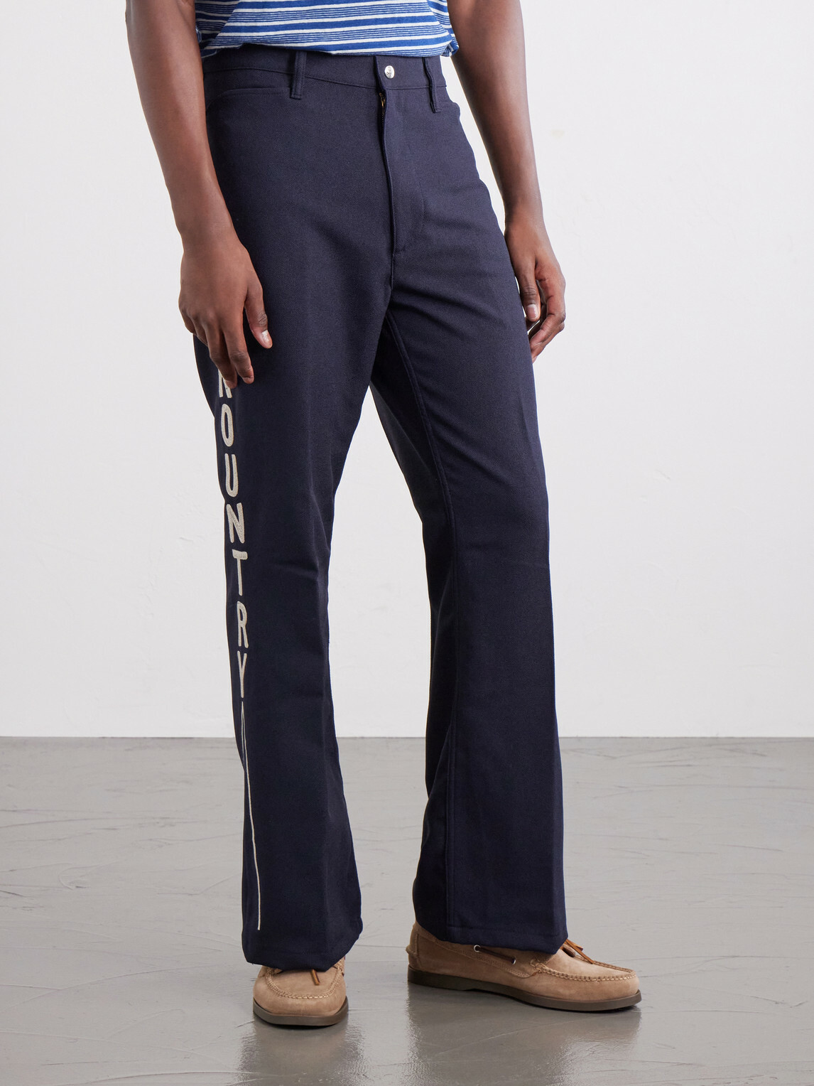 KAPITAL - Daddy's Ox Flared Twill Trousers - Blue