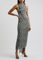 Coperni Python-print Metallic-jersey Maxi Dress Grey