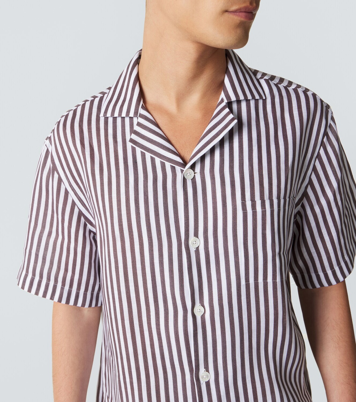 Fedeli Striped linen bowling shirt