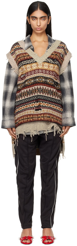 Photo: doublet Beige Oversized Fair-Isle Knit Vest