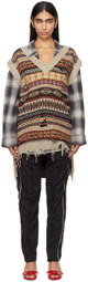 doublet Beige Oversized Fair-Isle Knit Vest