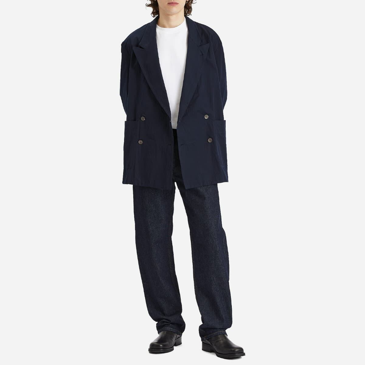 Dries Van Noten Men's Caplans Light Cotton Blazer in Navy
