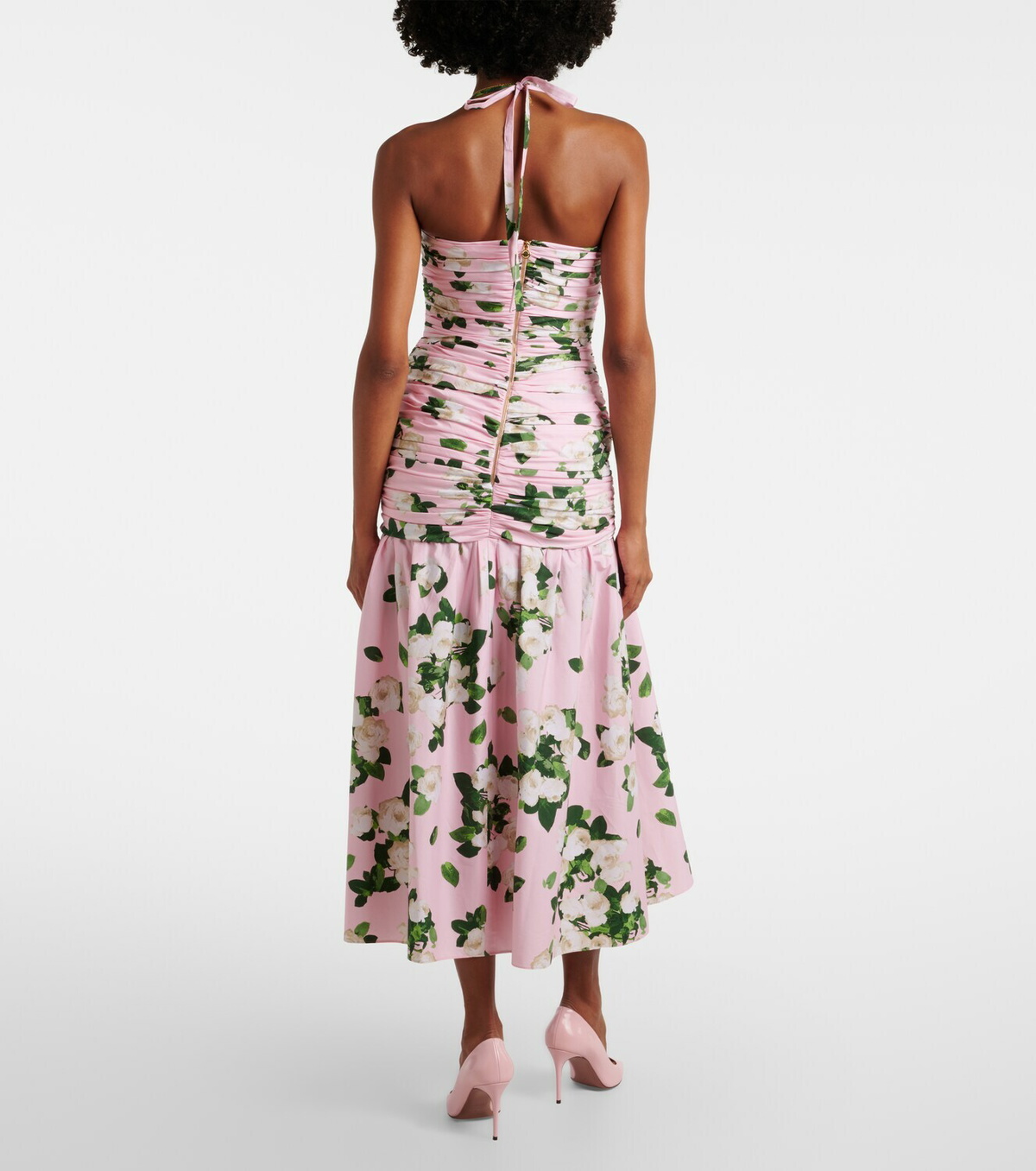 Carolina Herrera Floral ruched cotton-blend midi dress