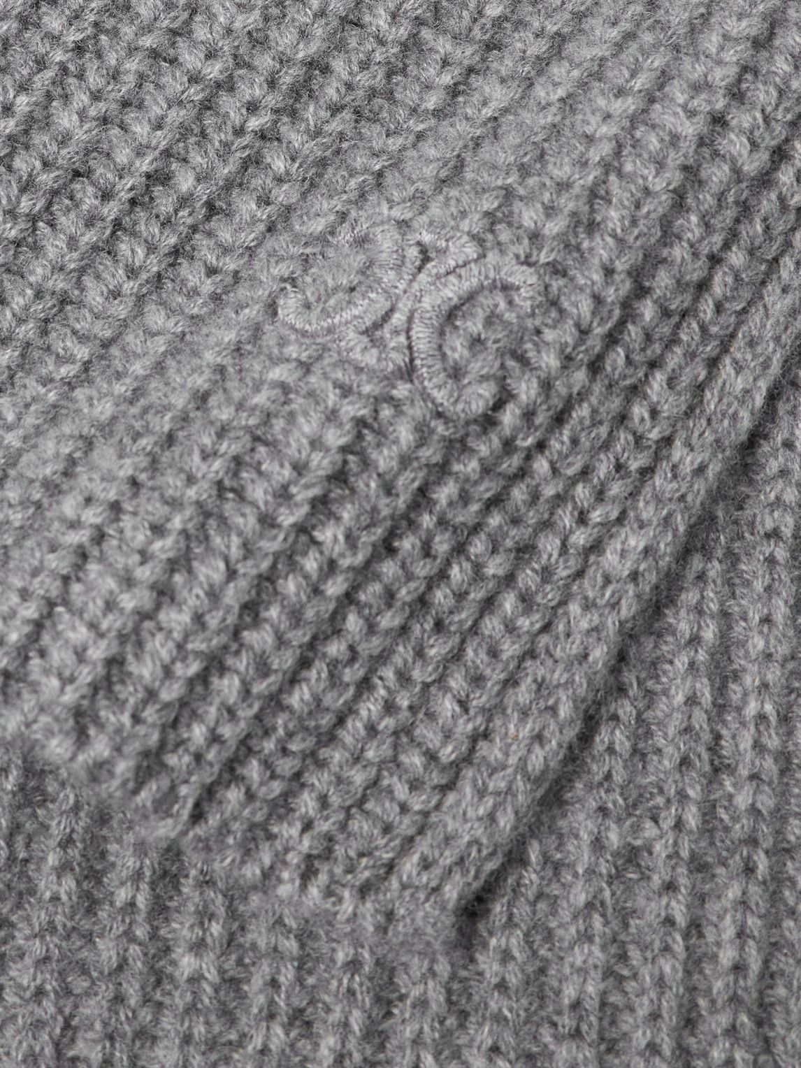 CELINE - Logo-Embroidered Ribbed Cashmere Scarf