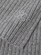 CELINE - Logo-Embroidered Ribbed Cashmere Scarf