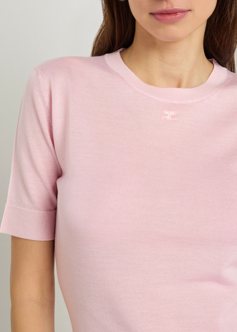Courrèges Merino Wool T-shirt Light Pink