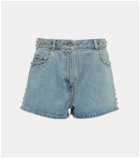 Paco Rabanne - Stud-embellished high-rise jean shorts