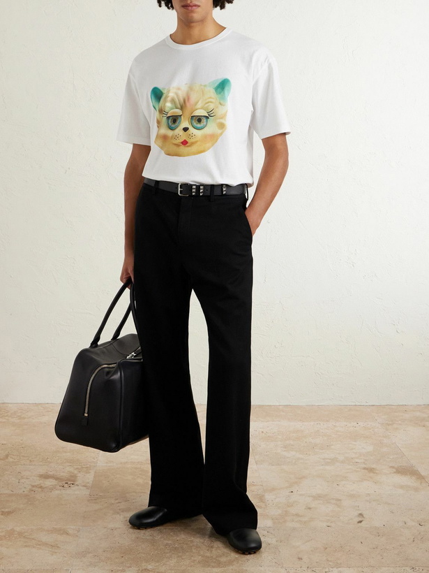 Photo: Valentino Garavani - Le Chat De La Maison Printed Cotton-Jersey T-Shirt - Neutrals