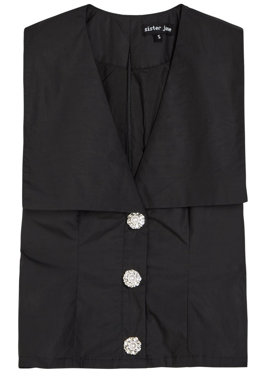 Sister Jane Birdie Collared Poplin Vest Black