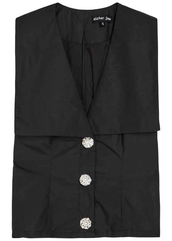 Photo: Sister Jane Birdie Collared Poplin Vest Black