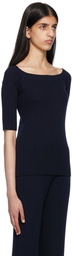 Chloé Navy Off-The-Shoulder Sweater