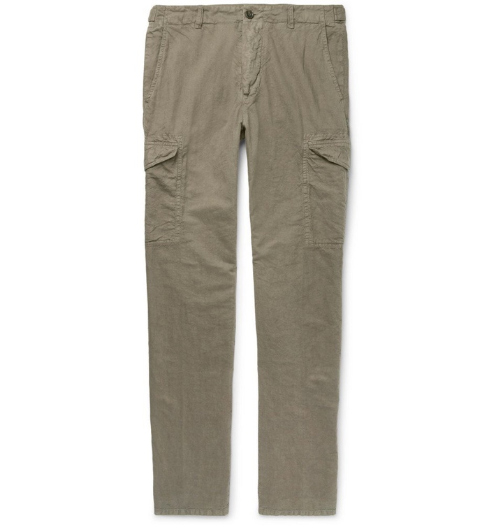 Photo: James Perse - Slim-Fit Garment-Dyed Linen and Cotton-Blend Cargo Trousers - Men - Green