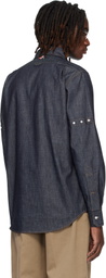Thom Browne Navy Straight Fit Denim Shirt