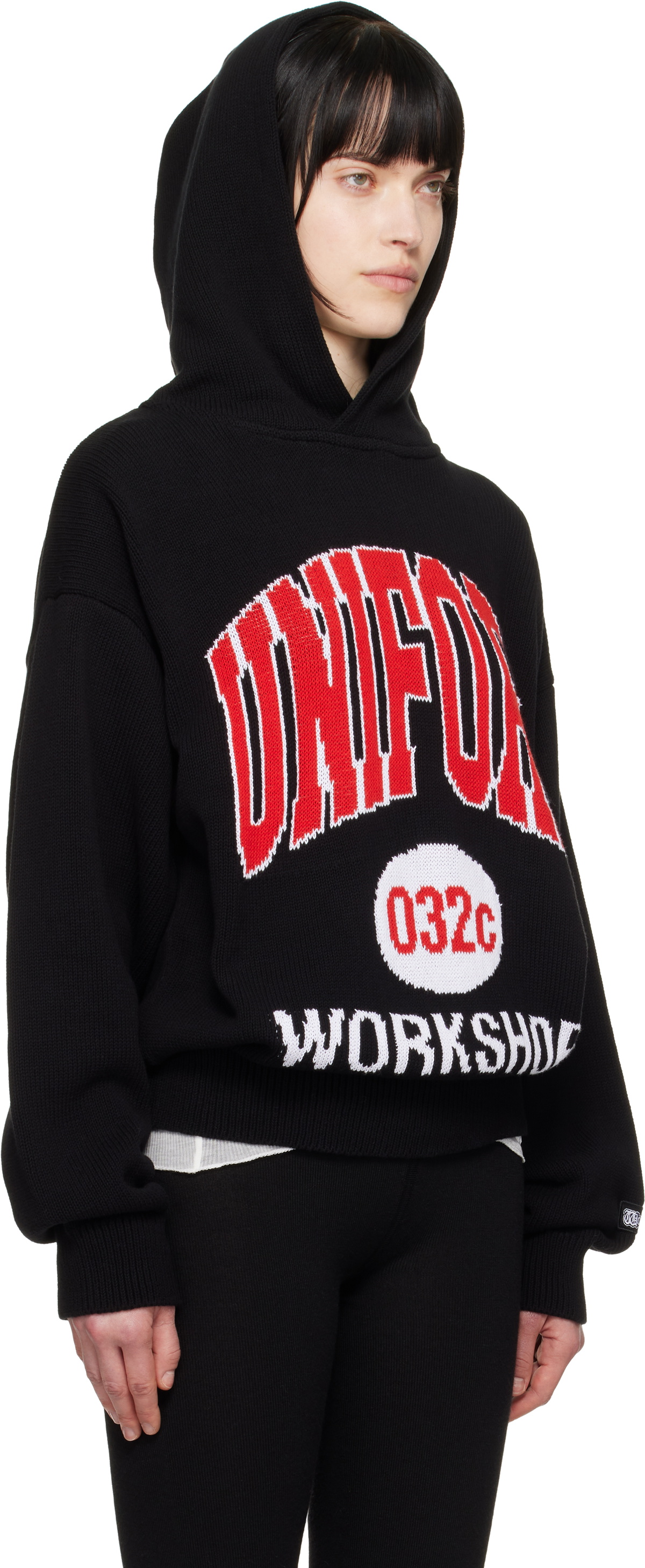 032c Black Lucky Strike Knit Hoodie