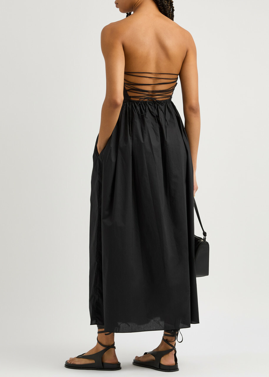 sachin and babi light blue dress Matteau Strapless Cotton Midi Dress Black Matteau