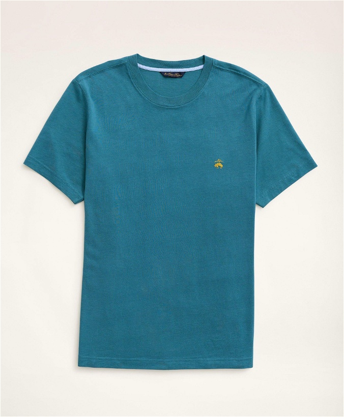 Photo: Brooks Brothers Men's Washed Supima Cotton Logo Crewneck T-Shirt | Medium Teal