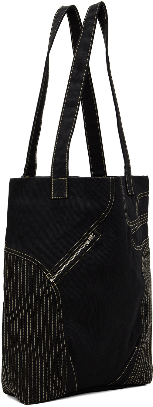 Vejas Maksimas Black Moto Denim Tote Bag