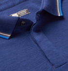 Z Zegna - Contrast-Tipped Logo-Appliquéd TECHMERINO Wool-Piqué Polo Shirt - Men - Blue