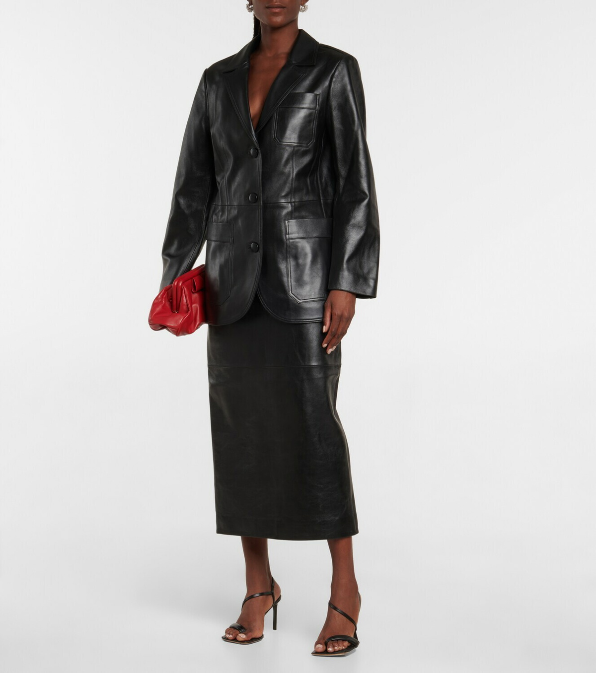 Dodo Bar Or Pencil leather midi skirt