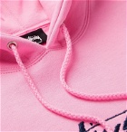 Stüssy - Logo-Embroidered Fleece-Back Cotton-Blend Jersey Hoodie - Pink
