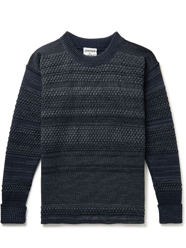 Photo: S.N.S. Herning - Striped Textured Virgin Wool Sweater - Blue