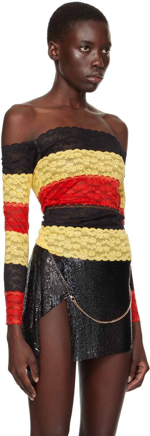 Sinead Gorey Multicolor Lace Bandage Long Sleeve T-Shirt