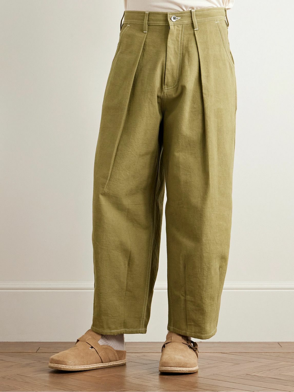 Story mfg. - Lush Wide-Leg Pleated Organic Cotton-Canvas