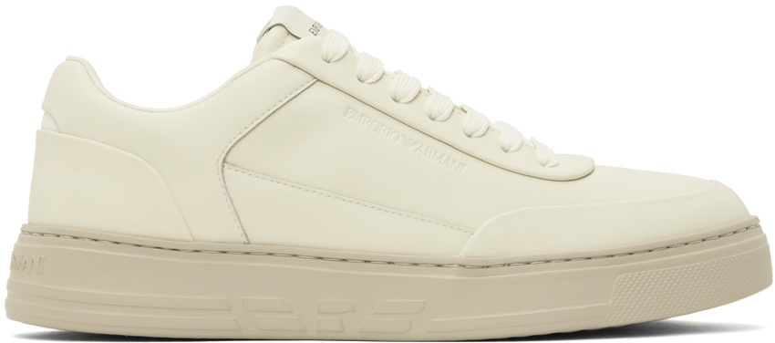 Emporio Armani Off-White Embossed Sneakers