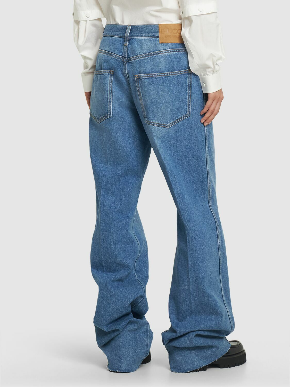 デニム・ジーパン GUCCI COTTON JEANS Gucci Wide-leg denim cotton jeans | The Fashion Square