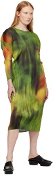 PLEATS PLEASE ISSEY MIYAKE Green Printed Maxi Dress