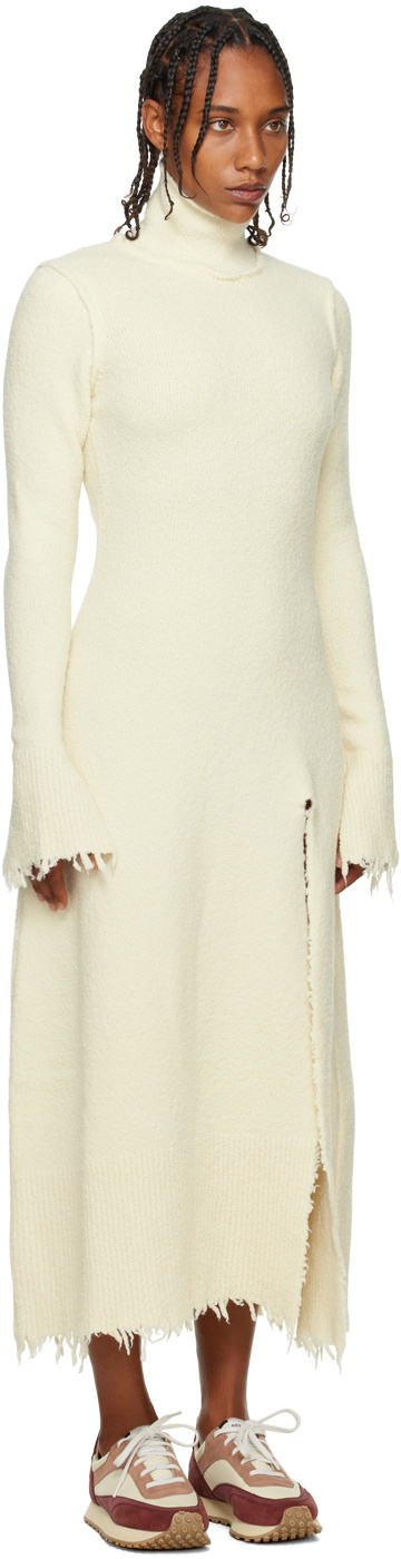 VAARA Off-White Frayed Maxi Dress