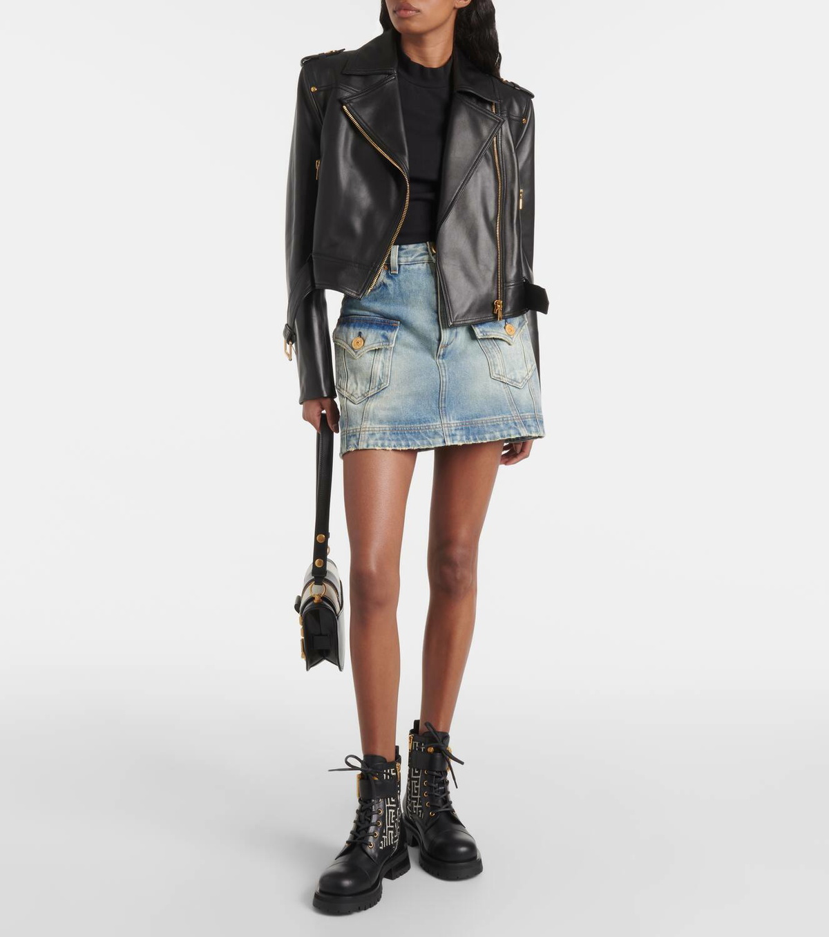 Balmain Charlie monogram leather combat boots Balmain