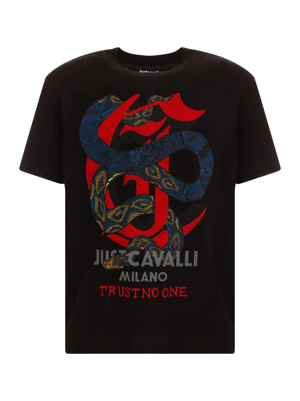 関税込み★送料無料【JUST CAVALLI】Ｔシャツ ブランドロゴ Just Cavalli logo-print Cotton T-shirt | Black | FARFETCH JO