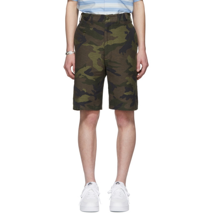 Photo: Junya Watanabe Khaki and Brown Jacquard Camo Shorts