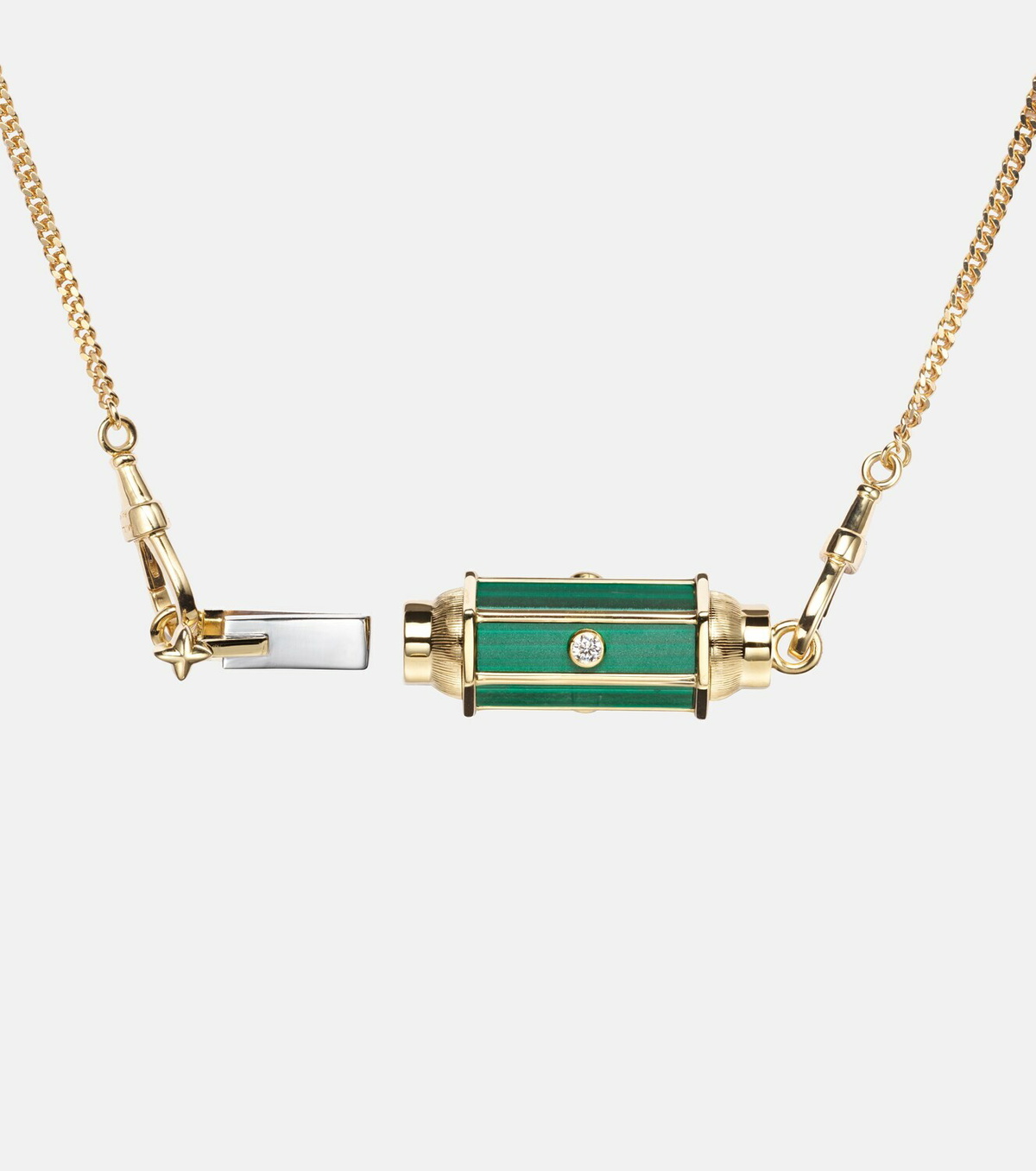 Marie Lichtenberg Baby Locket 18kt gold pendant necklace with malachite and diamonds