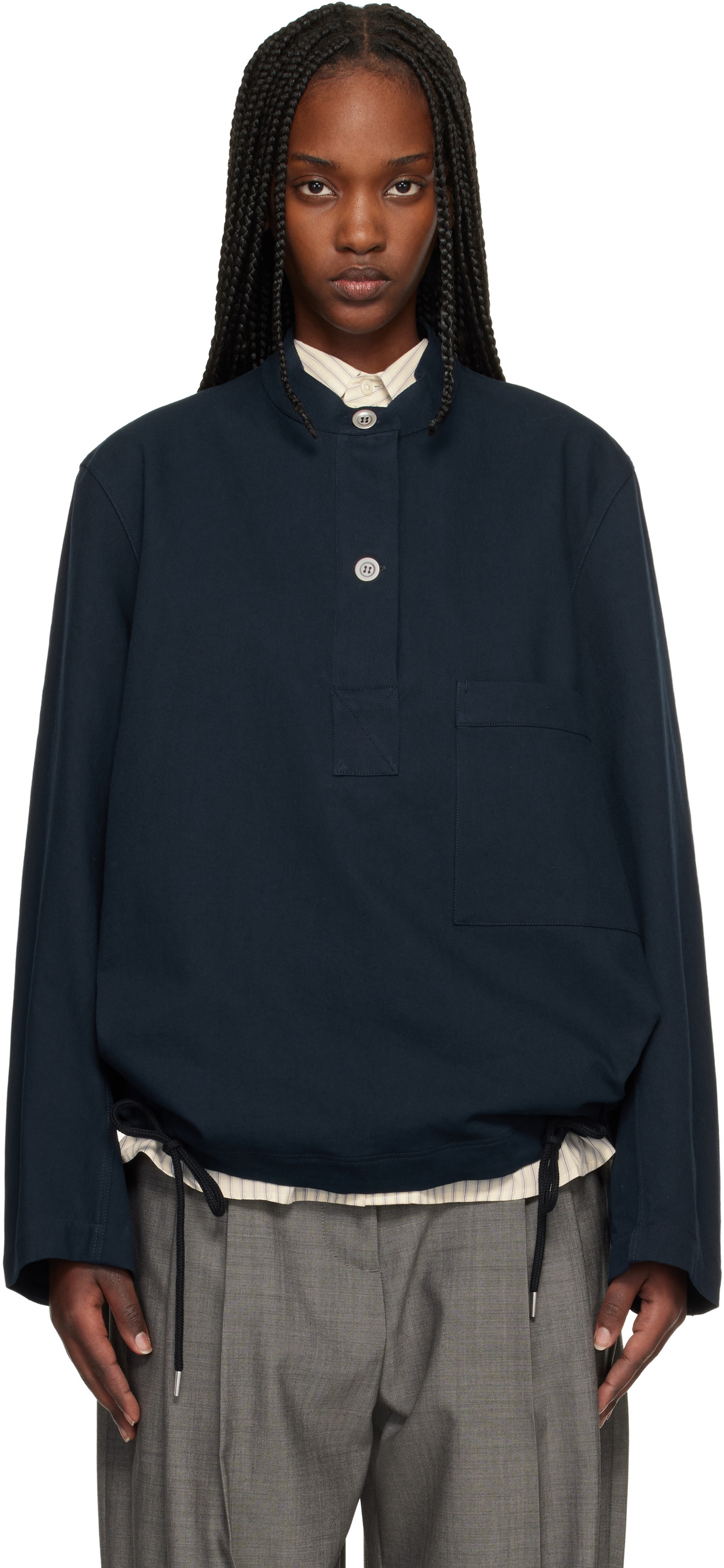 Studio Nicholson Navy Baye Shirt