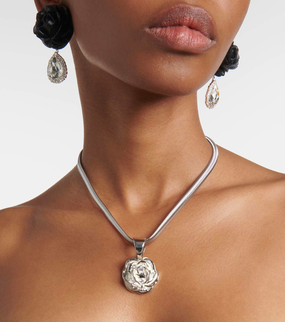 Magda Butrym Floral crystal-embellished pendant necklace