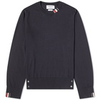 Thom Browne Men's Intarsia Stripe Crew Knit in Navy