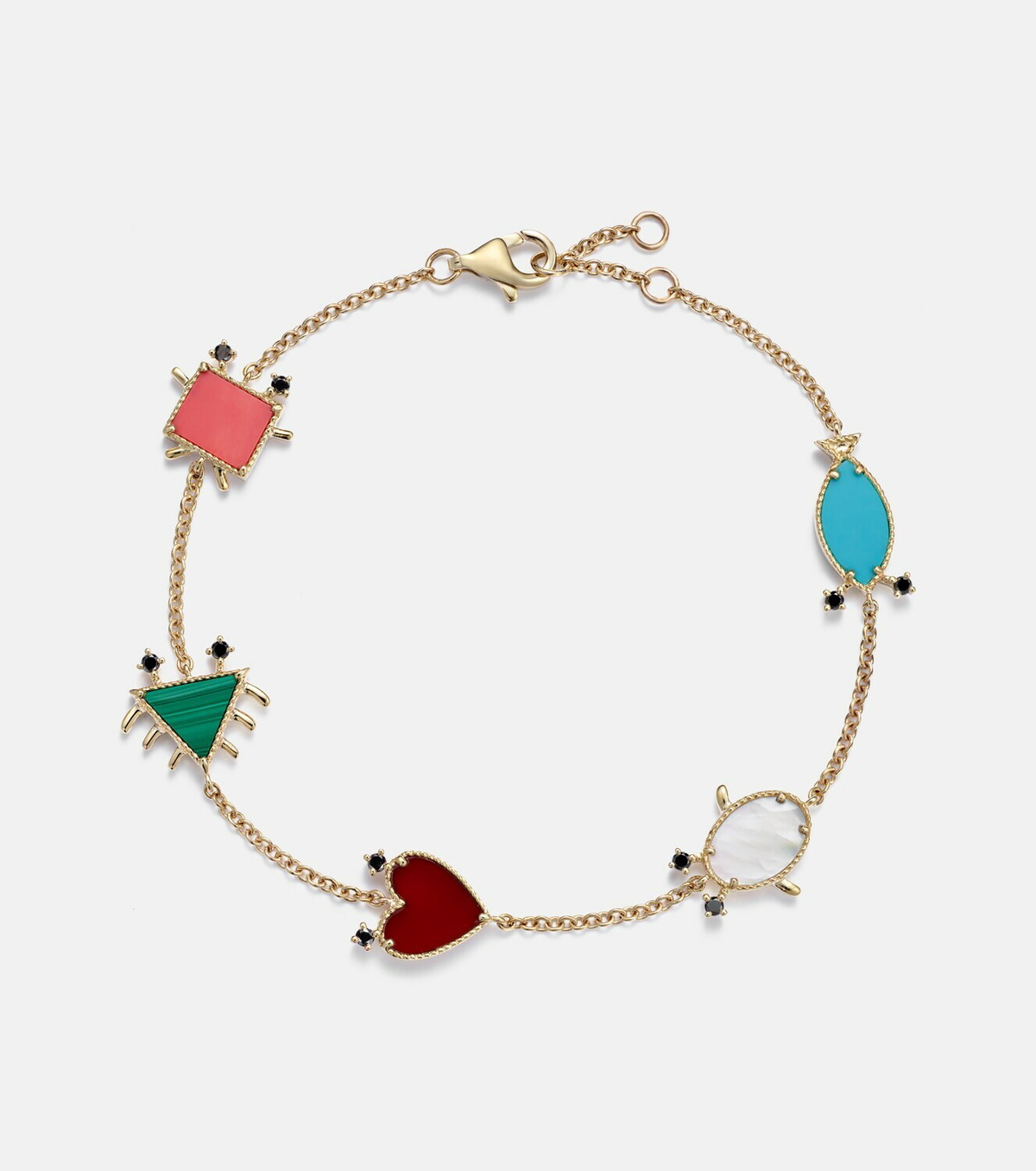 Yvonne Léon Petits Personnages 9kt gold bracelet with gemstones